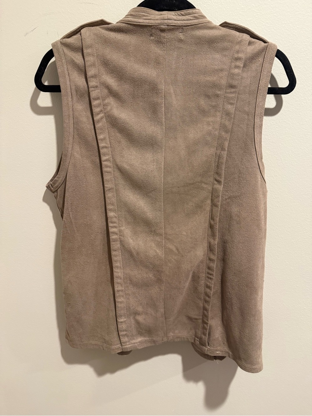 Ethereal Taupe Faux Suede Sleeveless Zip Vest - Picture 4 of 6
